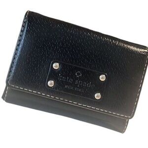 Kate Spade Black Leather Key Fob Zip Coin Bifold Wallet